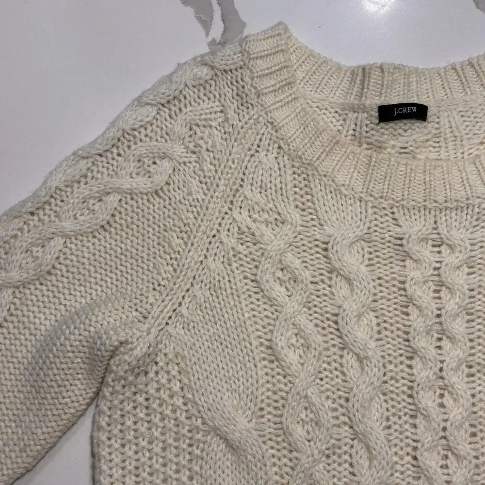 J. Crew Women's Ivory Cream Alpaca Merino Wool Blend Sweater XS Classic Knitted